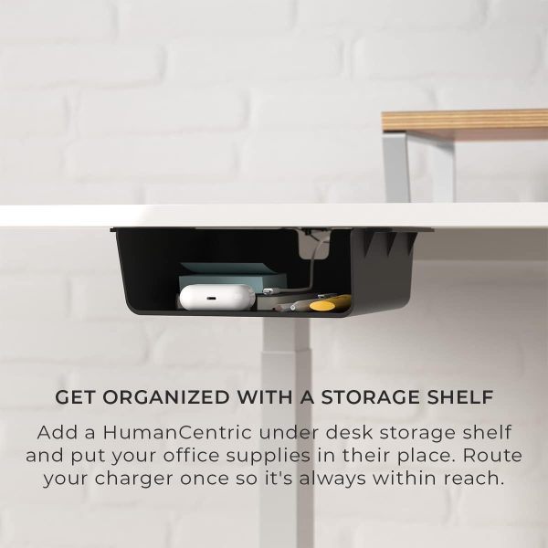 Under Desk Storage Shelf, Drawer Organizer for Office, Workstations, Tables, Sit Stand Desks, Gaming Setups, Mountable Storage Tray, Cable Management, Screw or Stick On with VHB Tape
