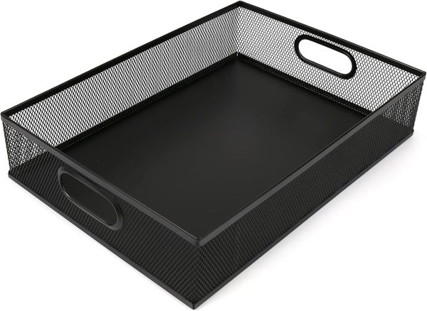 Desk Drawer Organizer, A4 Large Metal Mesh Desk Rrganizer Tray, Versatile Storage Box Set for Office Supplies,13 x 9 inches