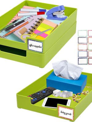 3 Pack Desk Letter Tray, Plastic Stackable File Document Organizer Book Stationery Storage Rack Office Desktop File Paper Holder Anti-Skid Stacking File Support for Office  School